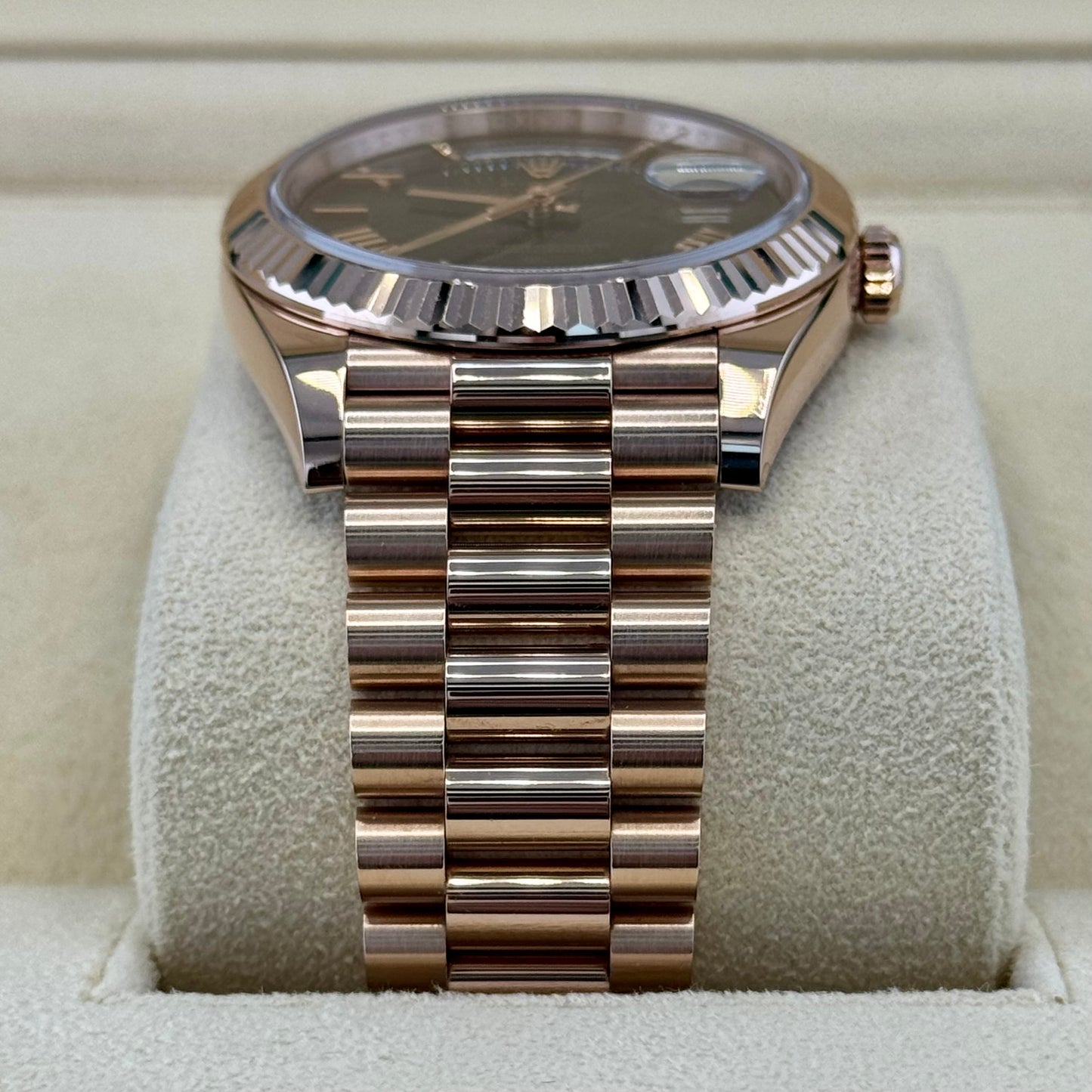 Rolex Day Date 40 Rose Gold Chocolate Roman. 2023 Full Set