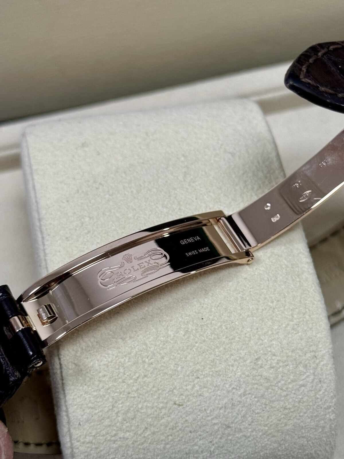Rolex Day Date 36 Rose Gold Leather Chocolate 118135. 2014 Full Set Serviced