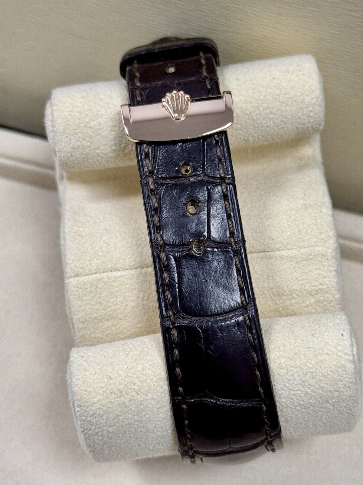 Rolex Day Date 36 Rose Gold Leather Chocolate 118135. 2014 Full Set Serviced