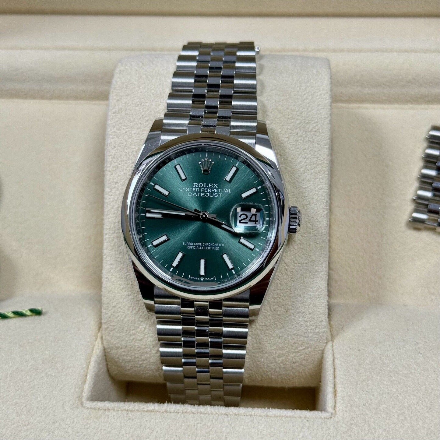 Rolex Datejust 36 Mint Green 126200. Smooth Bezel. 2023 Full Set Box & Papers