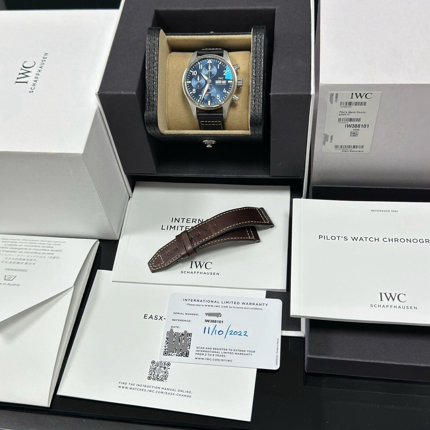 IWC Pilots Chronograph IW388101 Blue Dial. 2022 Full Set Box + Papers. 41mm