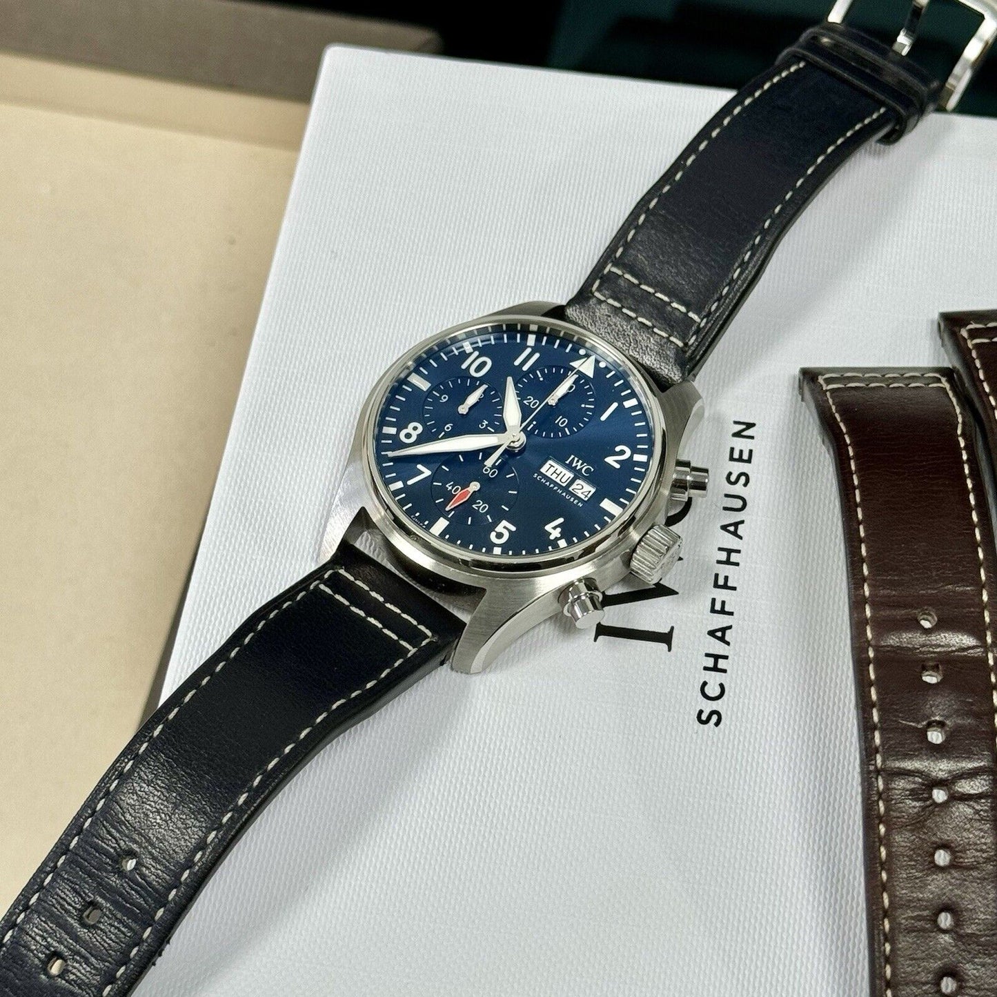IWC Pilots Chronograph IW388101 Blue Dial. 2022 Full Set Box + Papers. 41mm