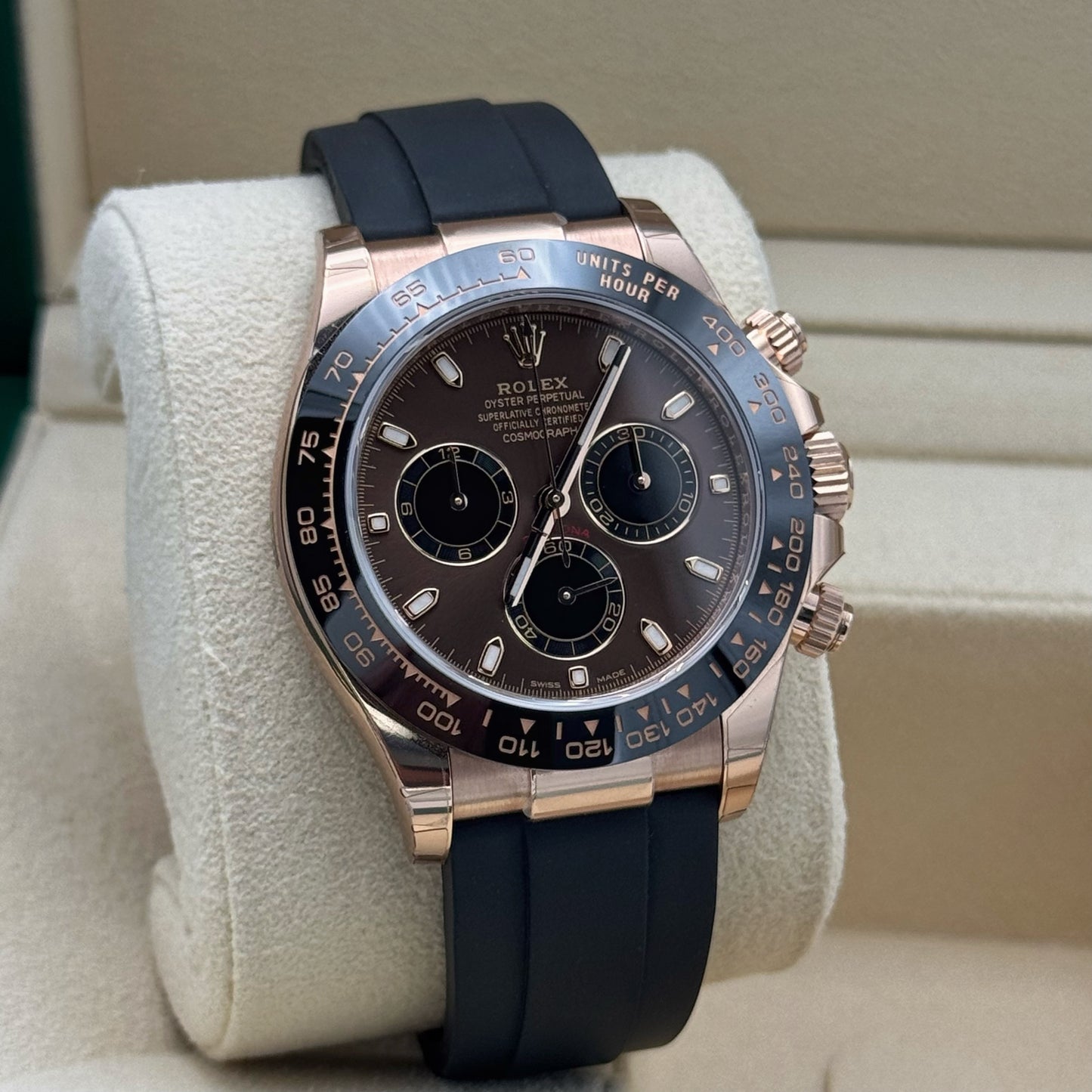 Rolex Daytona Oysterflex Rose Gold Chocolate Dial. 2022 Full Set