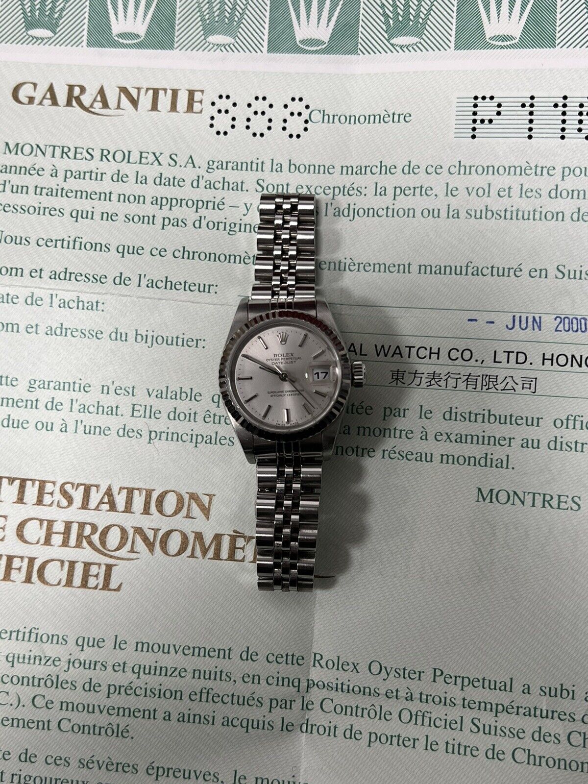 Rolex Ladies Datejust 79174 Watch. Steel / White Gold Bezel 26mm, Box Papers