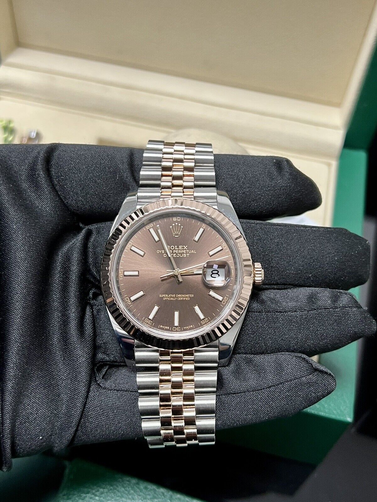 Rolex Datejust 41 126331 Chocolate Steel & Rose Gold Jubilee 2016 Box Papers