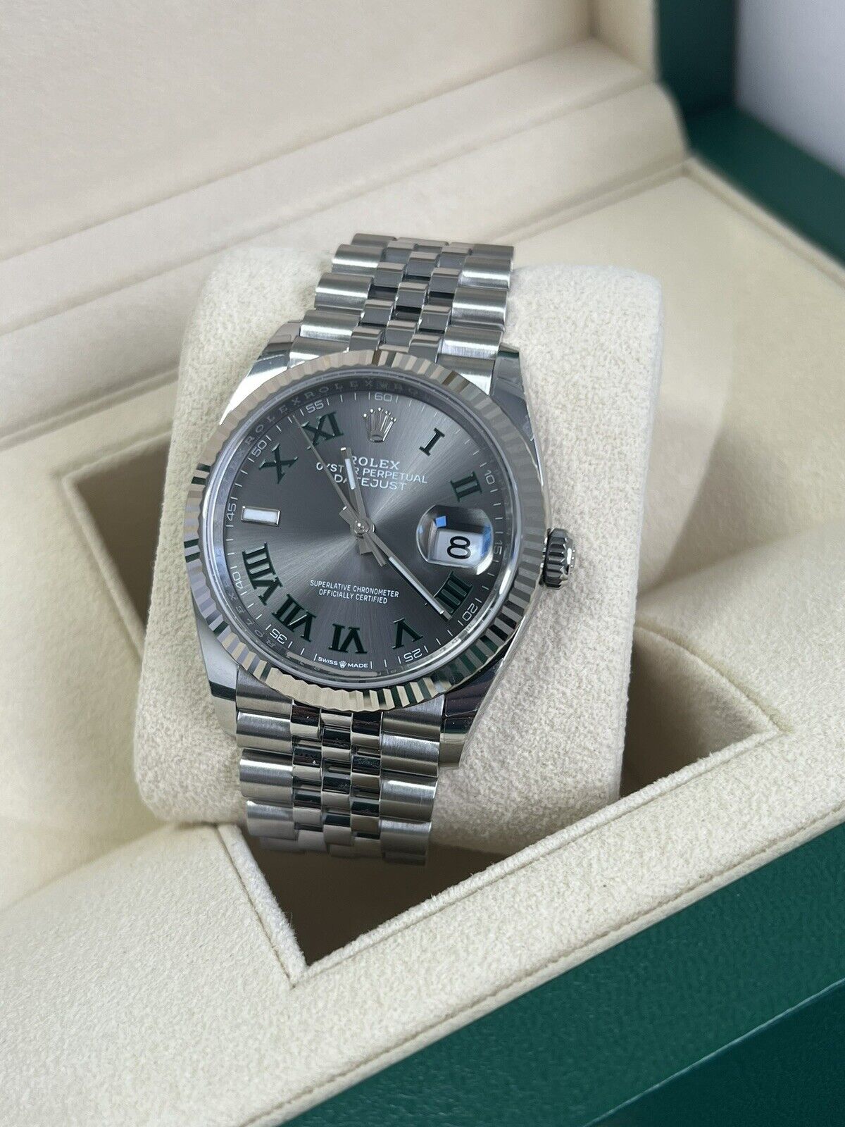 Rolex Datejust 36 Wimbledon - Jubilee / Fluted. 126234. Full Set 2023 Brand New
