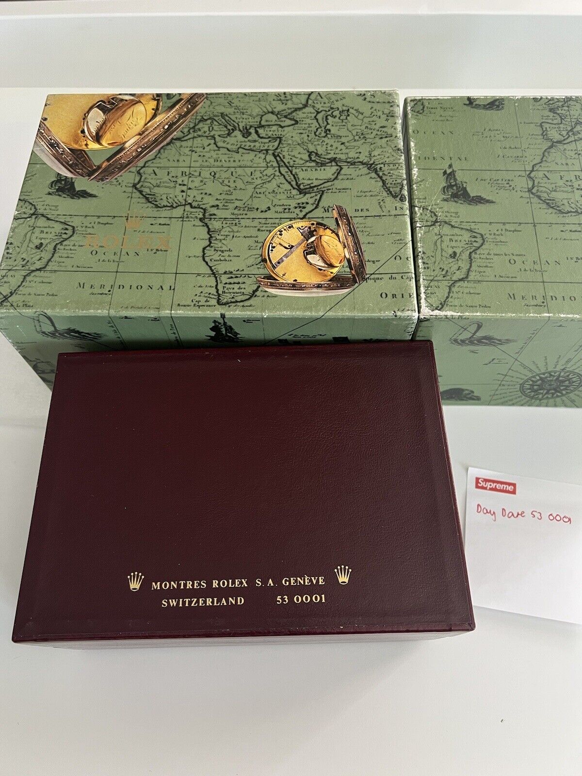 Rolex Burgundy Leather Box - Authentic - 53.00.08. Older Style For Day Date