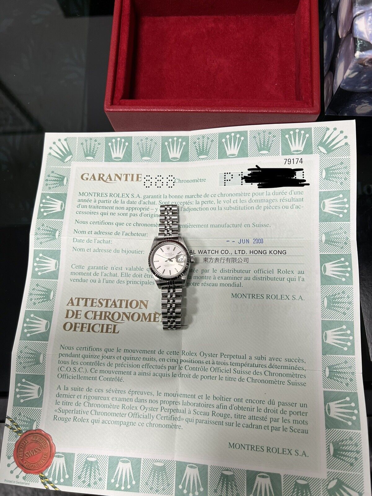 Rolex Ladies Datejust 79174 Watch. Steel / White Gold Bezel 26mm, Box Papers