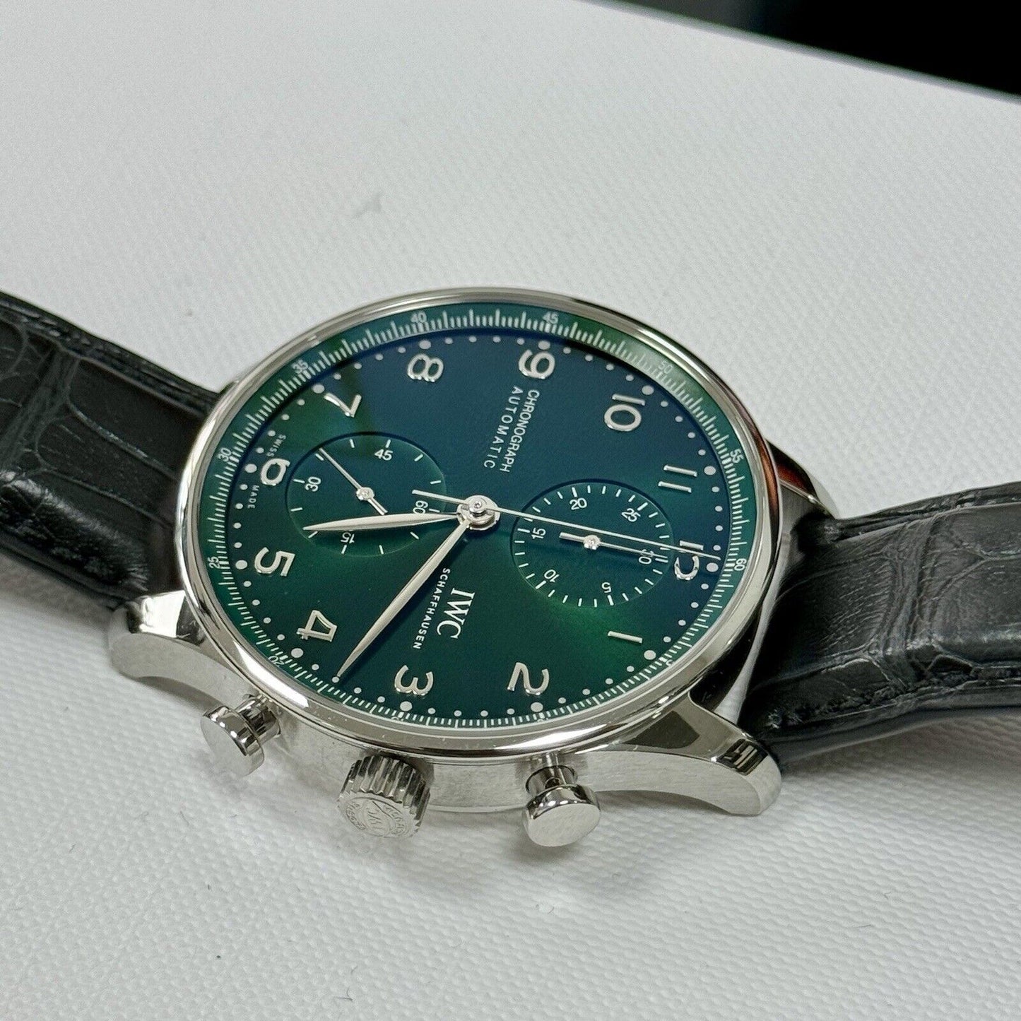 IWC Portugieser Chronograph. Green Dial IW371615 2022 Box Papers, Brand New