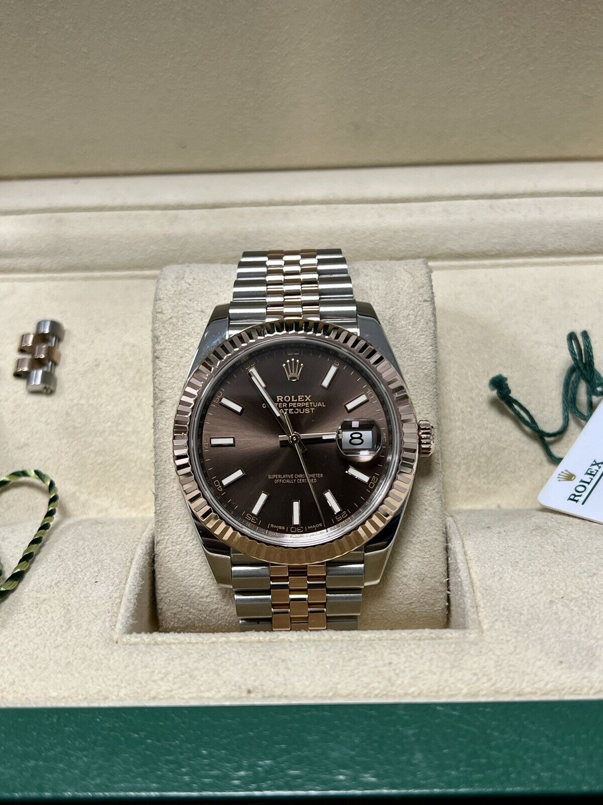 Rolex Datejust 41 126331 Chocolate Steel & Rose Gold Jubilee 2016 Box Papers