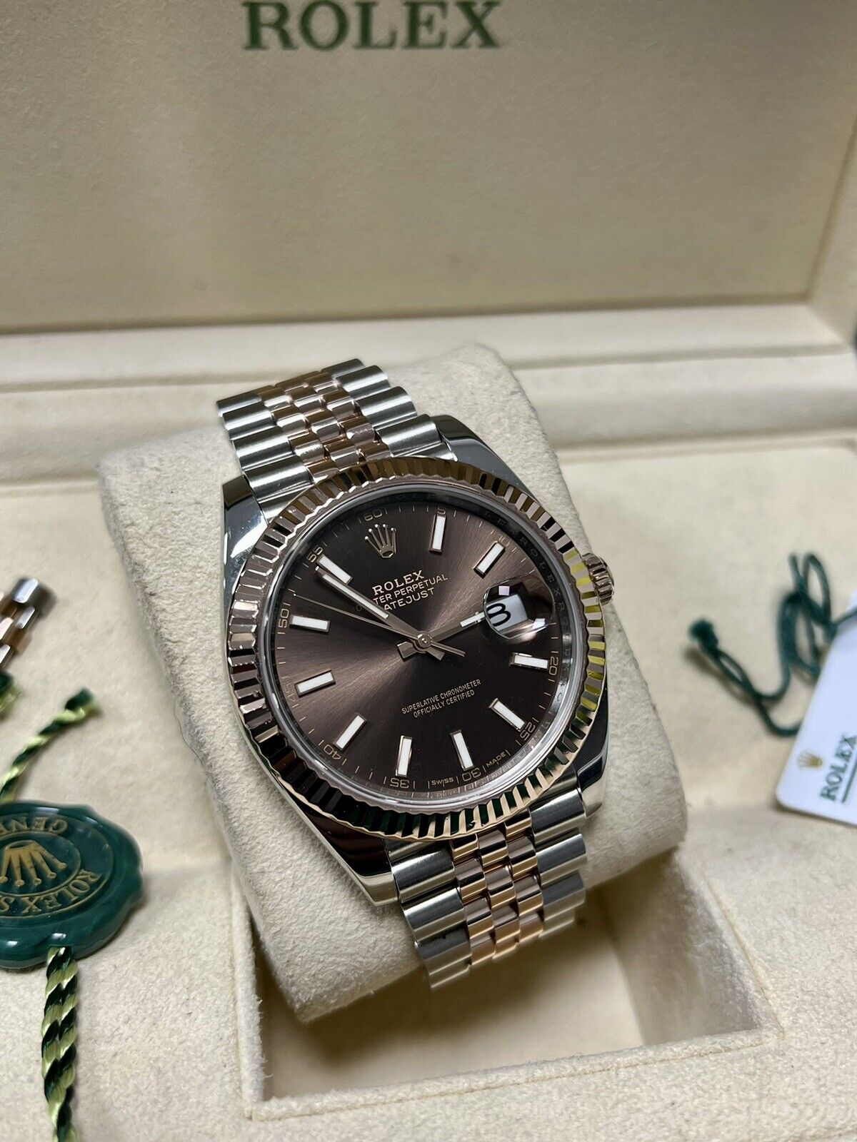 Rolex Datejust 41 126331 Chocolate Steel & Rose Gold Jubilee 2016 Box Papers