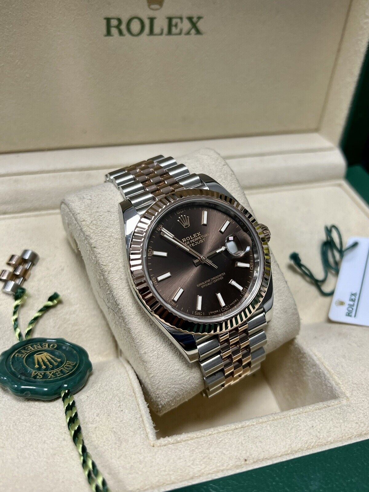 Rolex Datejust 41 126331 Chocolate Steel & Rose Gold Jubilee 2016 Box Papers