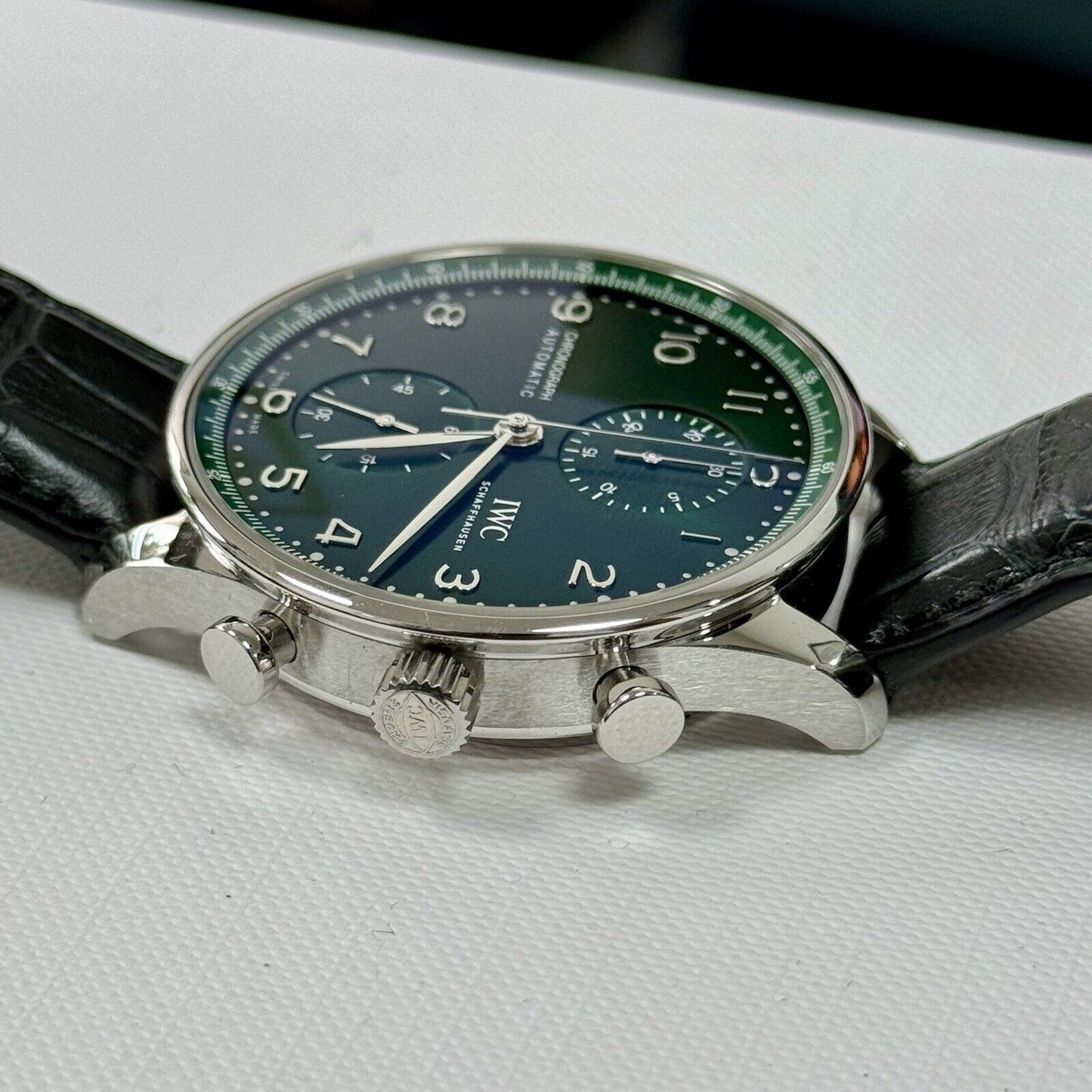 IWC Portugieser Chronograph. Green Dial IW371615 2022 Box Papers, Brand New