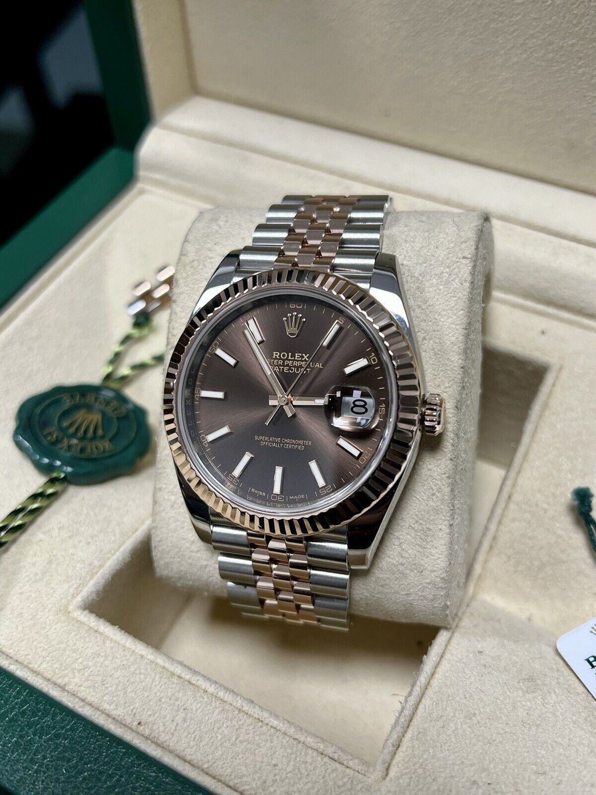 Rolex Datejust 41 126331 Chocolate Steel & Rose Gold Jubilee 2016 Box Papers