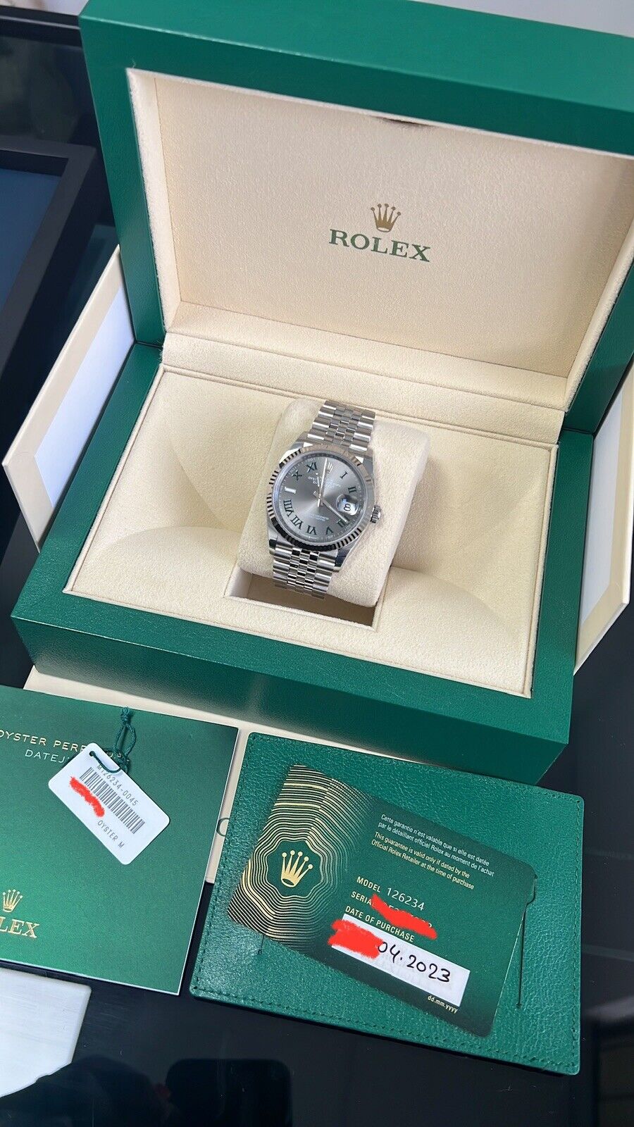 Rolex Datejust 36 Wimbledon - Jubilee / Fluted. 126234. Full Set 2023 Brand New