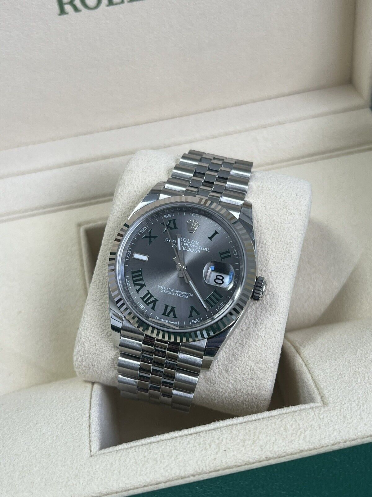 Rolex Datejust 36 Wimbledon - Jubilee / Fluted. 126234. Full Set 2023 Brand New