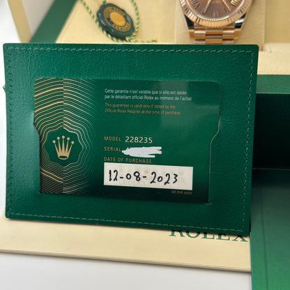 Rolex Day Date 40 Rose Gold Chocolate Roman. 2023 Full Set