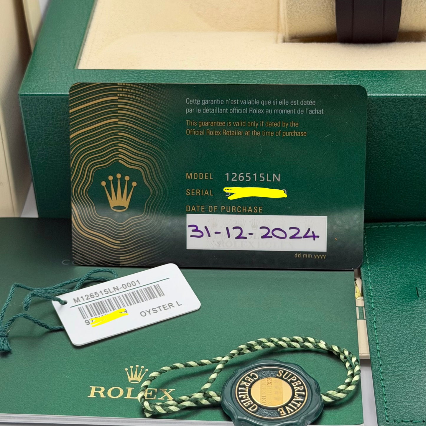 Rolex Daytona Oysterflex 126515LN. Rose Gold. 2024 Full Set