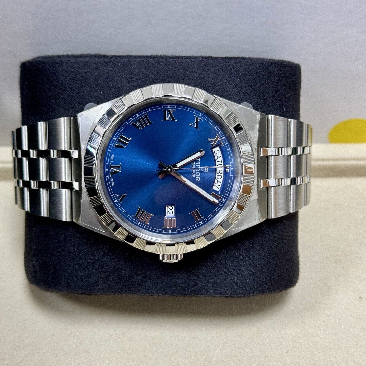 Tudor Men's Royal 28600. 2021 41mm Day Date Blue Dial. Full Stickers. RRP £2,210