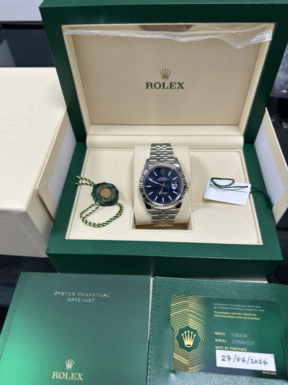 Rolex Datejust 41 126334 Rare Blue Motif Dial. Jubilee. 2024 Brand New Full Set