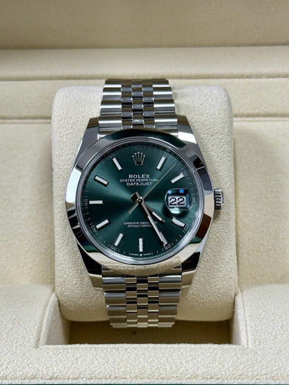 Rolex Datejust 41 Men’s Watch Mint Green Dial Jubilee. 126300. 2023 Full Set