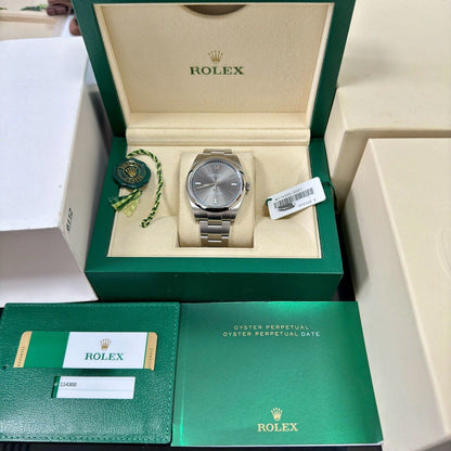 Rolex Oyster Perpetual 39mm 114300 Rhodium Baby Blue Dial. 2017 Box & Papers