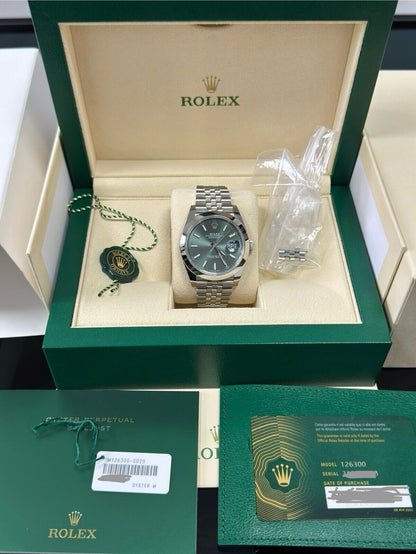 Rolex Datejust 41 Men’s Watch Mint Green Dial Jubilee. 126300. 2023 Full Set