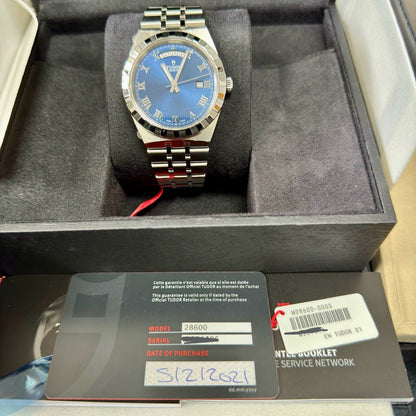 Tudor Men's Royal 28600. 2021 41mm Day Date Blue Dial. Full Stickers. RRP £2,210