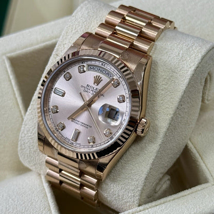 Rolex Day Date 36 Rose Gold. 118235 Diamond Dial. 2018 Full Stickers Box Papers