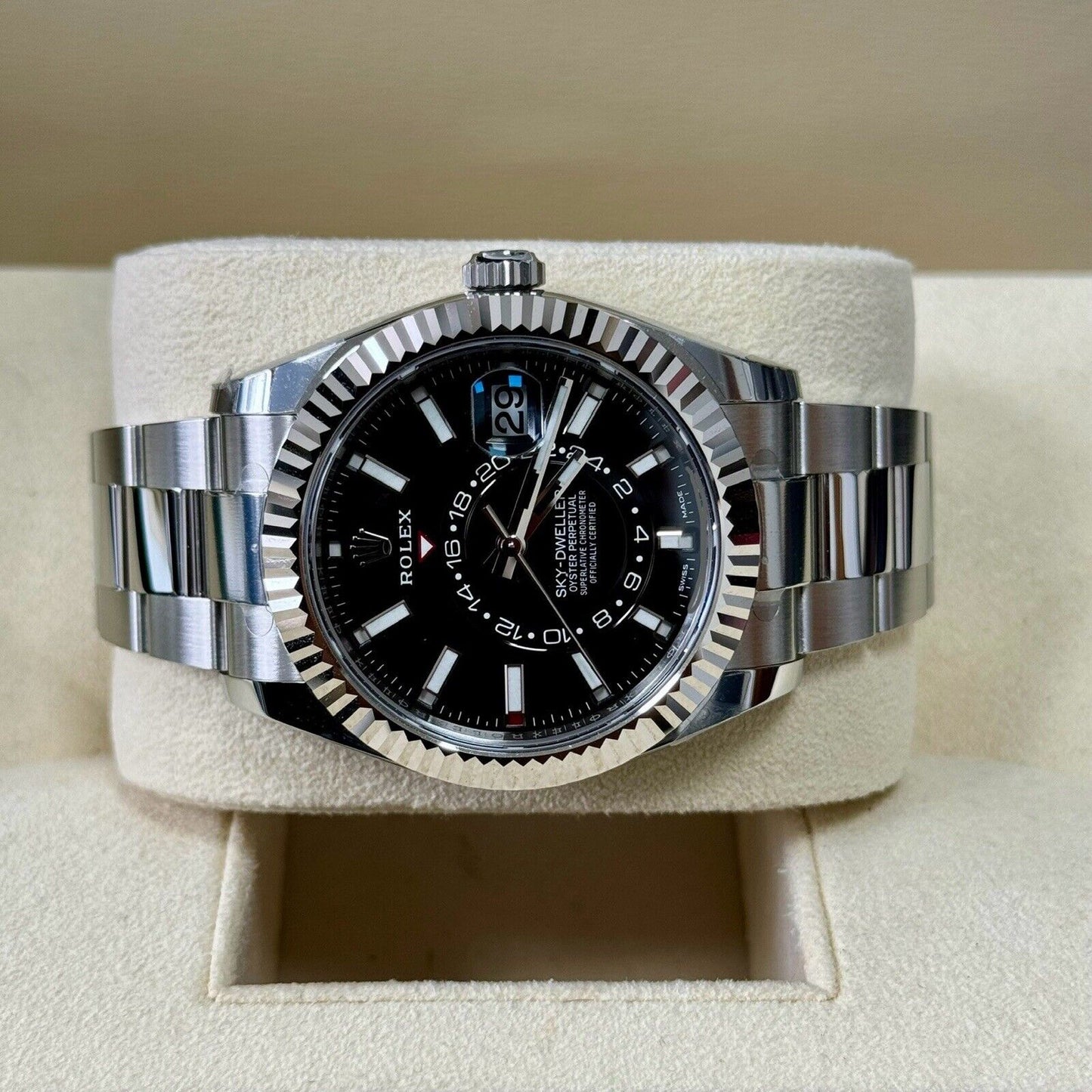 Rolex Sky-Dweller Black Dial 326934. Stainless Steel. 2023 Full Set Stickers