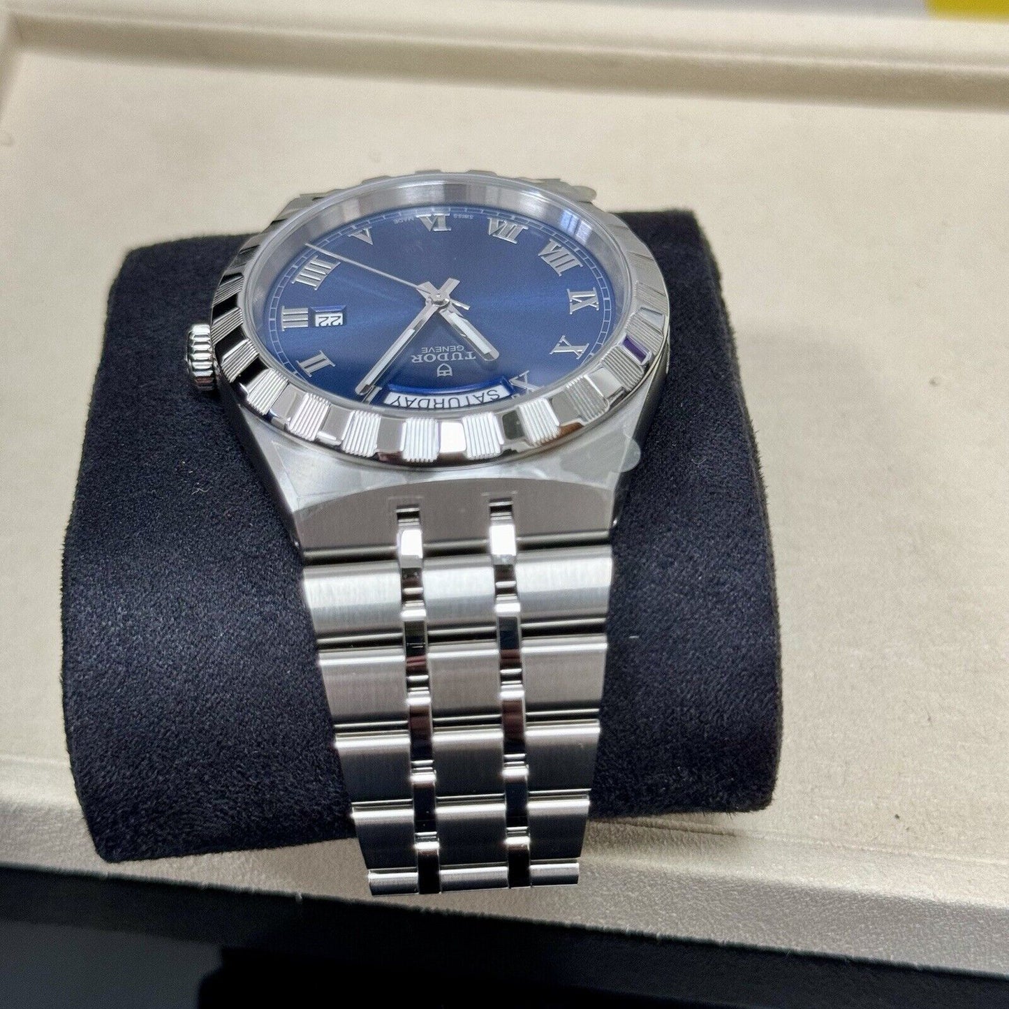 Tudor Men's Royal 28600. 2021 41mm Day Date Blue Dial. Full Stickers. RRP £2,210