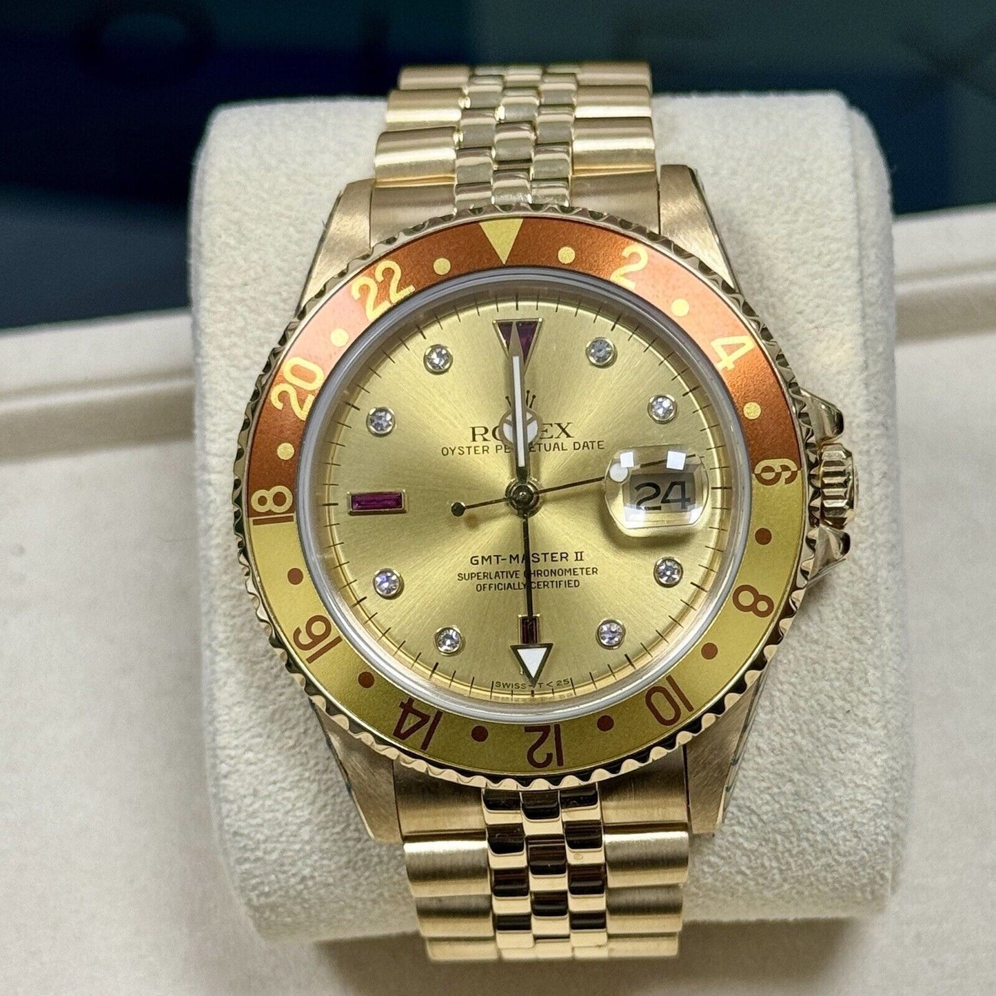 Rolex GMT Master II 16718 Serti Dial. 1989 L Serial With Box 2024 Rolex Service