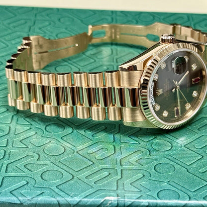 Rolex Day Date 36 118235 Rose Chocolate Ruby Diamond Dial