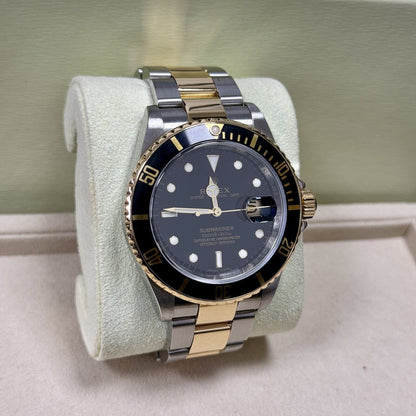 Rolex Submariner 16613LN Steel + Gold. 2007 Full Set Box Papers, Engraved Rehaut