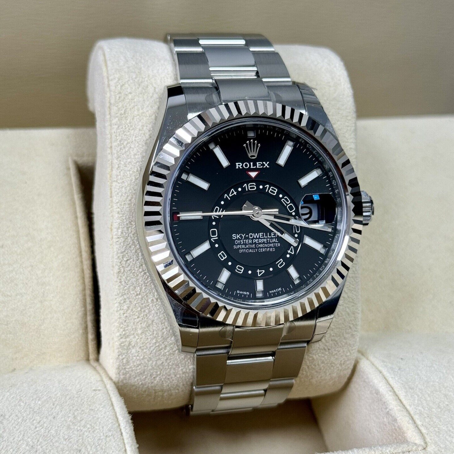 Rolex Sky-Dweller Black Dial 326934. Stainless Steel. 2023 Full Set Stickers