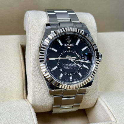 Rolex Sky-Dweller Black Dial 326934. Stainless Steel. 2023 Full Set Stickers