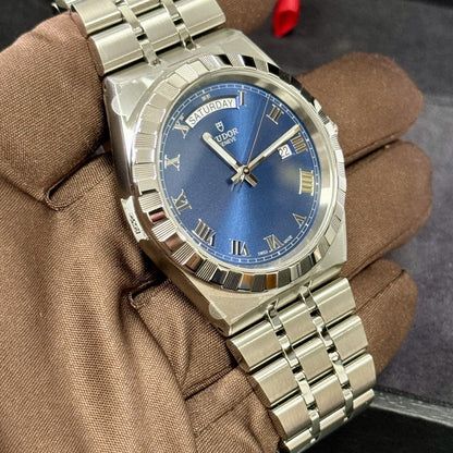 Tudor Men's Royal 28600. 2021 41mm Day Date Blue Dial. Full Stickers. RRP £2,210