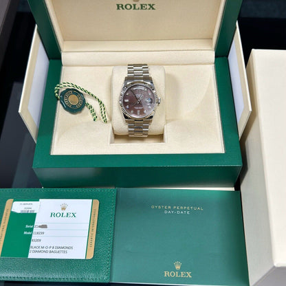 Rolex Day Date 36 118239 White Gold. 2016 Box Papers Tahitian MOP Diamond Dial