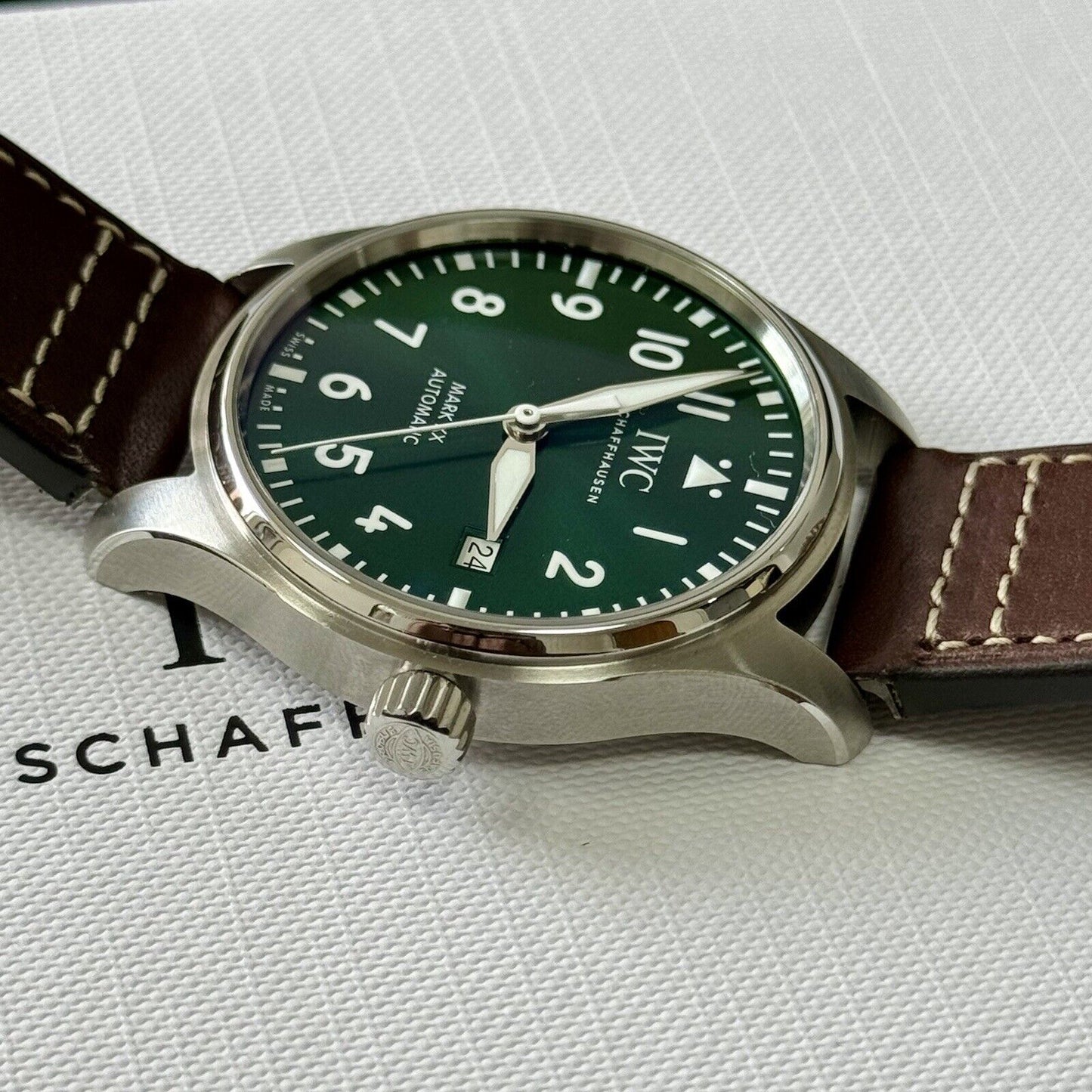 IWC Pilots Watch MK XX IW328205 Green Dial. 2024 Brand New Full Set. RRP £5050