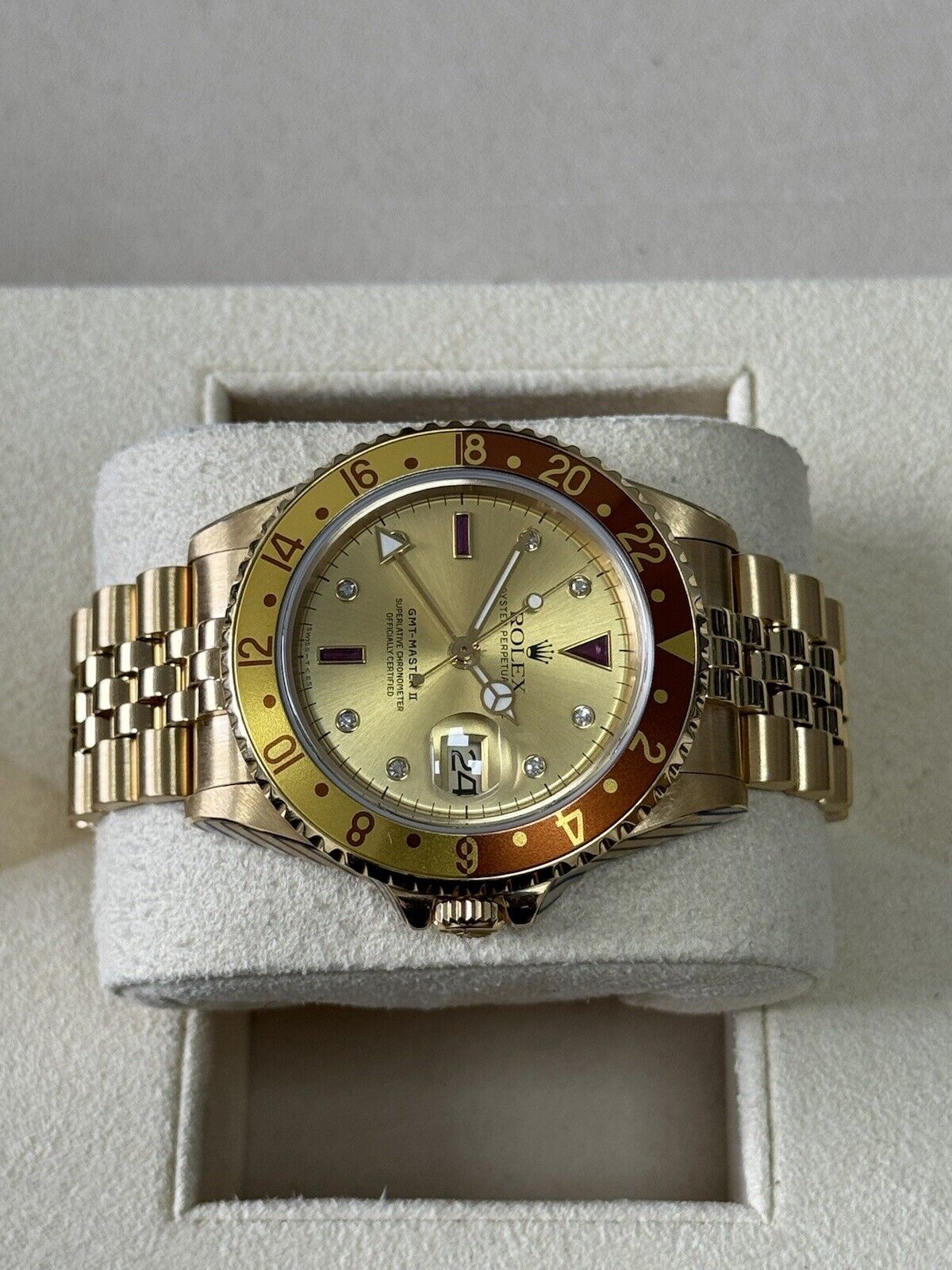 Rolex GMT Master II 16718 Serti Dial. 1989 Root Beer With Box 2024 Rolex Service