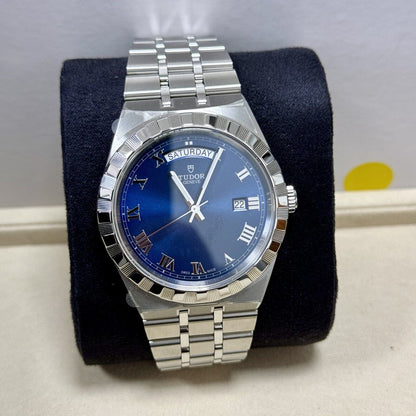 Tudor Men's Royal 28600. 2021 41mm Day Date Blue Dial. Full Stickers. RRP £2,210