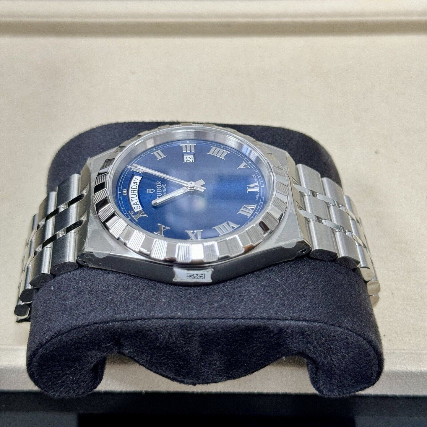 Tudor Men's Royal 28600. 2021 41mm Day Date Blue Dial. Full Stickers. RRP £2,210