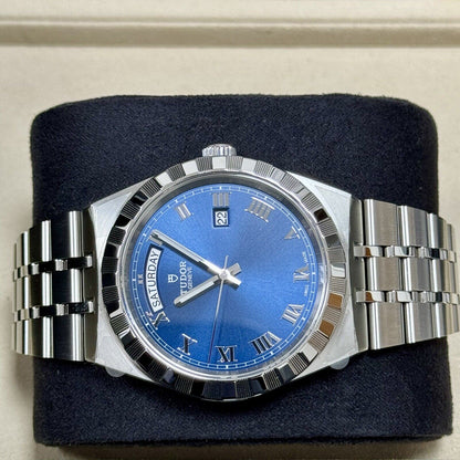 Tudor Men's Royal 28600. 2021 41mm Day Date Blue Dial. Full Stickers. RRP £2,210