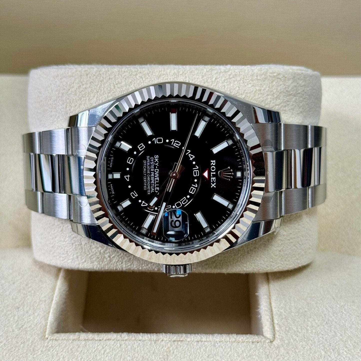 Rolex Sky-Dweller Black Dial 326934. Stainless Steel. 2023 Full Set Stickers