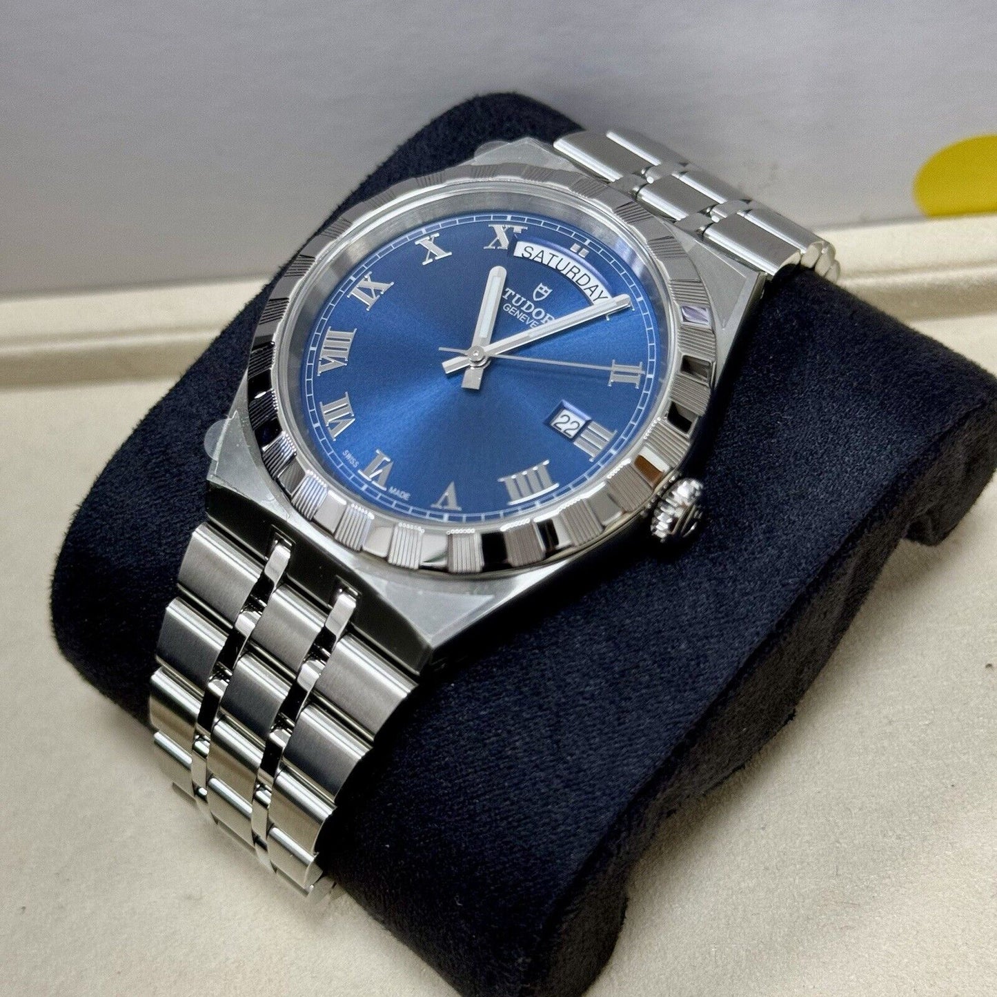 Tudor Men's Royal 28600. 2021 41mm Day Date Blue Dial. Full Stickers. RRP £2,210