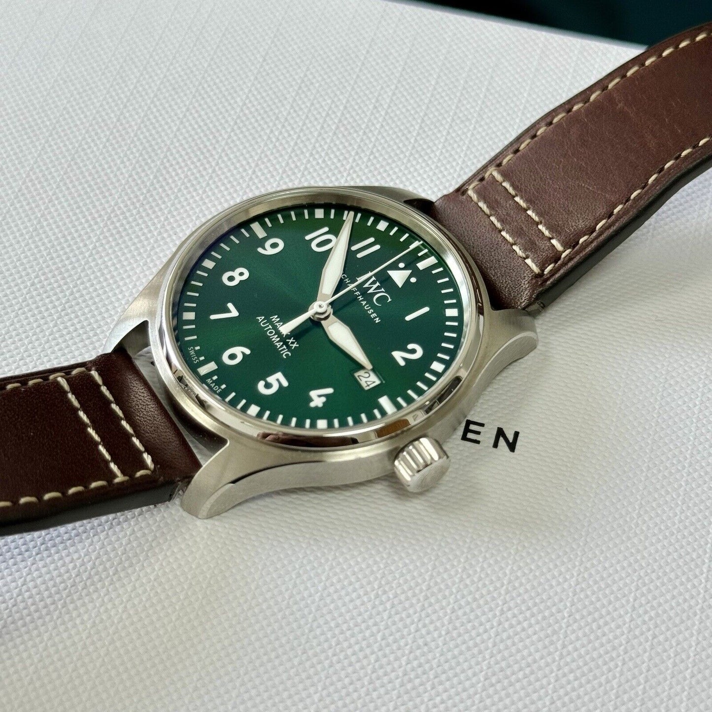 IWC Pilots Watch MK XX IW328205 Green Dial. 2024 Brand New Full Set. RRP £5050