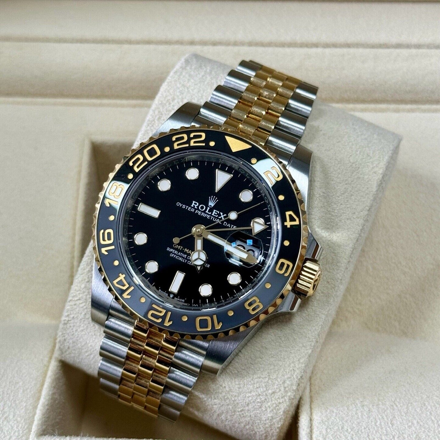 Rolex GMT Master II 126713GRNR 40 mm Black Dial Gold Bicolour 2023 Unworn Watch