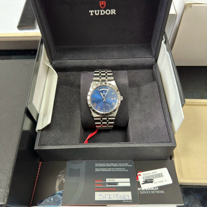 Tudor Men's Royal 28600. 2021 41mm Day Date Blue Dial. Full Stickers. RRP £2,210