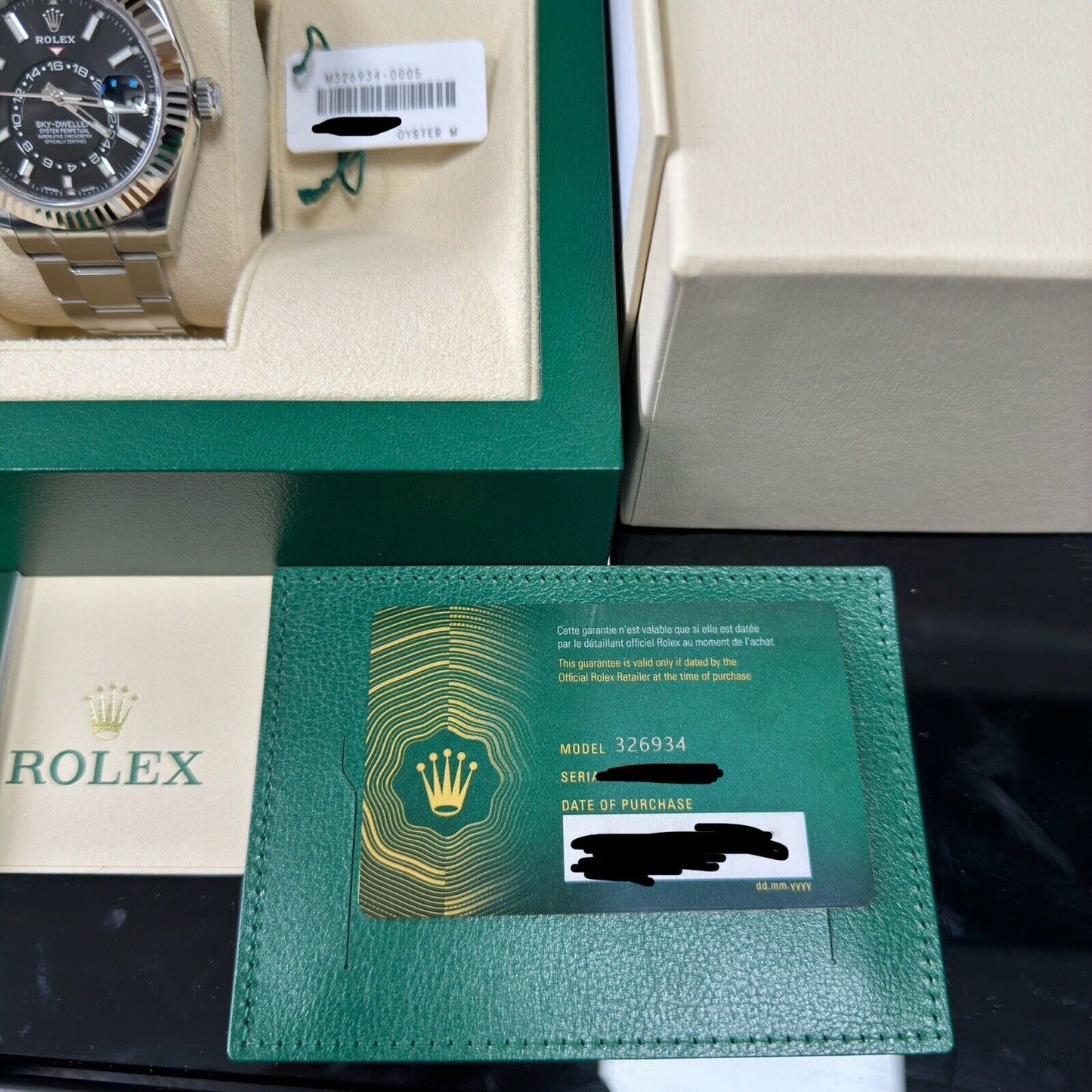 Rolex Sky-Dweller Black Dial 326934. Stainless Steel. 2023 Full Set Stickers