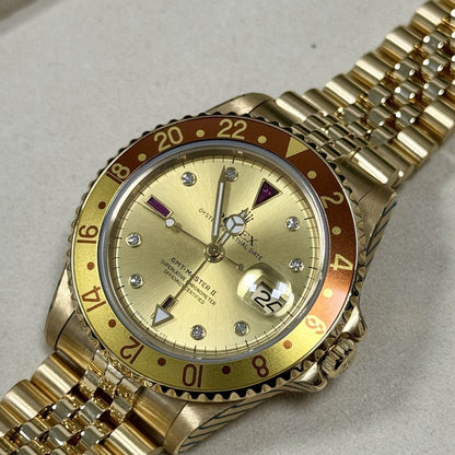 Rolex GMT Master II 16718 Serti Dial. 1989 Root Beer With Box 2024 Rolex Service